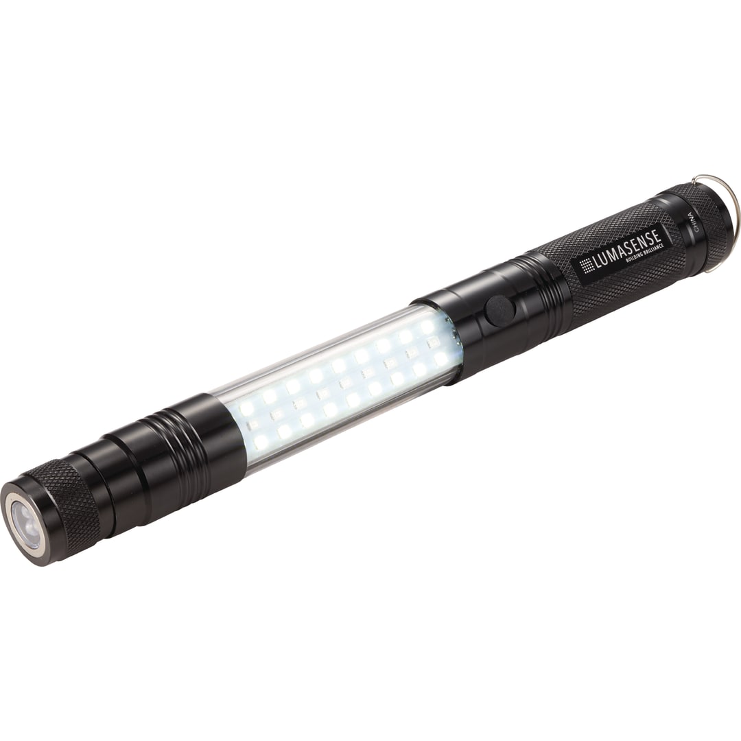 Telescopic Magnetic COB LED Flashlight w/Sidelight - 1226-33 Black