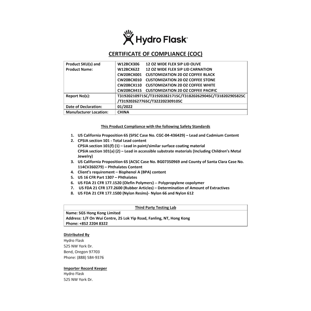 Hydro Flask Hydro Flask® Wide Mouth With Flex Sip™ Lid 20oz - 1601-93 Black