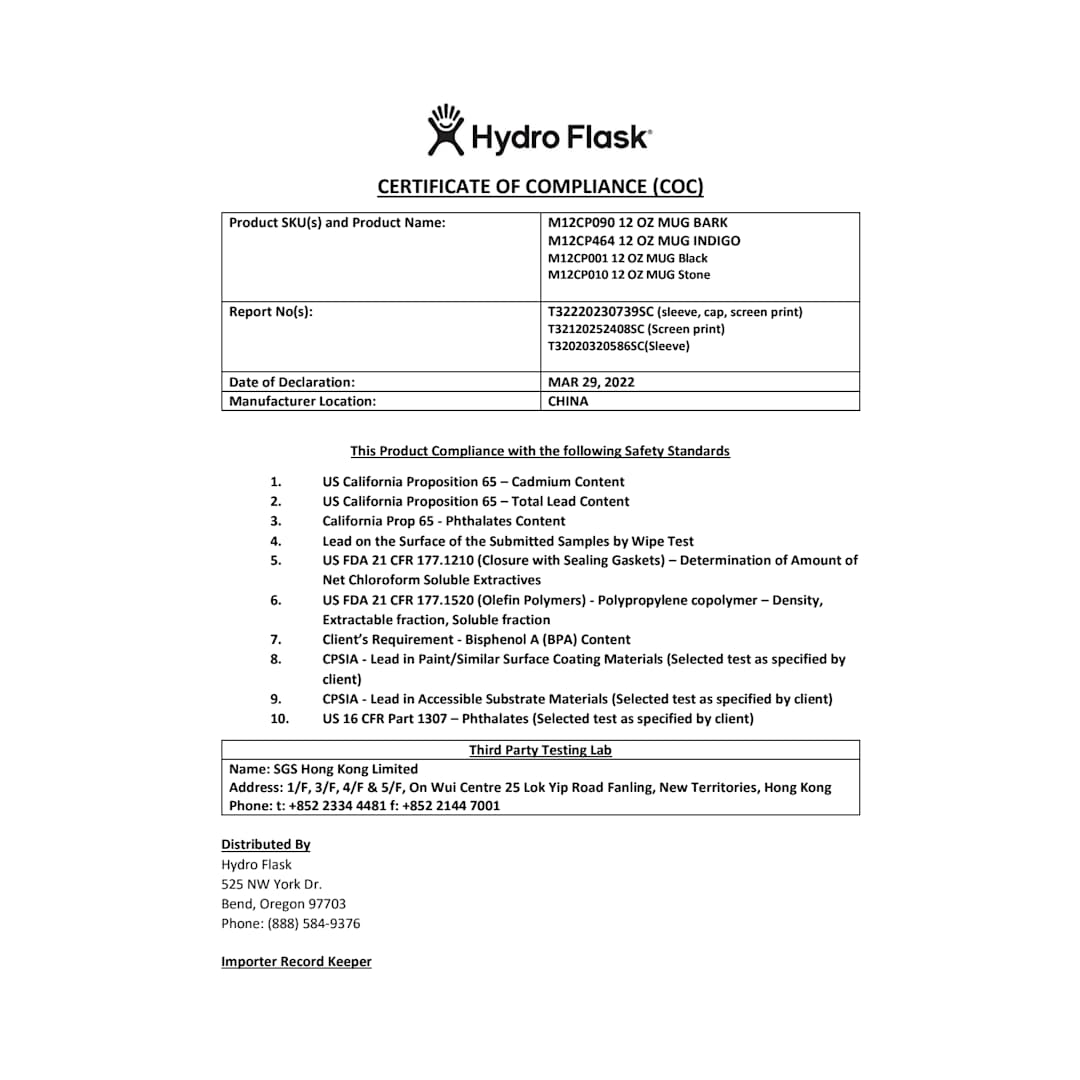 Hydro Flask Hydro Flask® Coffee Mug 12oz - 1601-94 Black