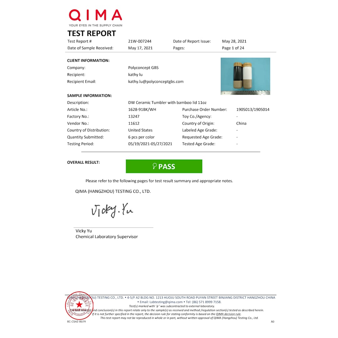 Arlo Ceramic Tumbler with Bamboo lid 11oz - 1628-91 Black