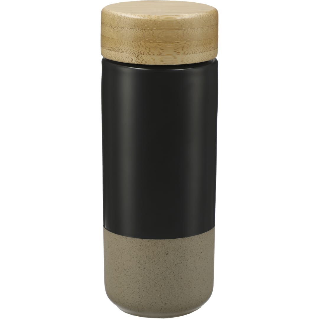 Arlo Ceramic Tumbler with Bamboo lid 11oz - 1628-91 Black