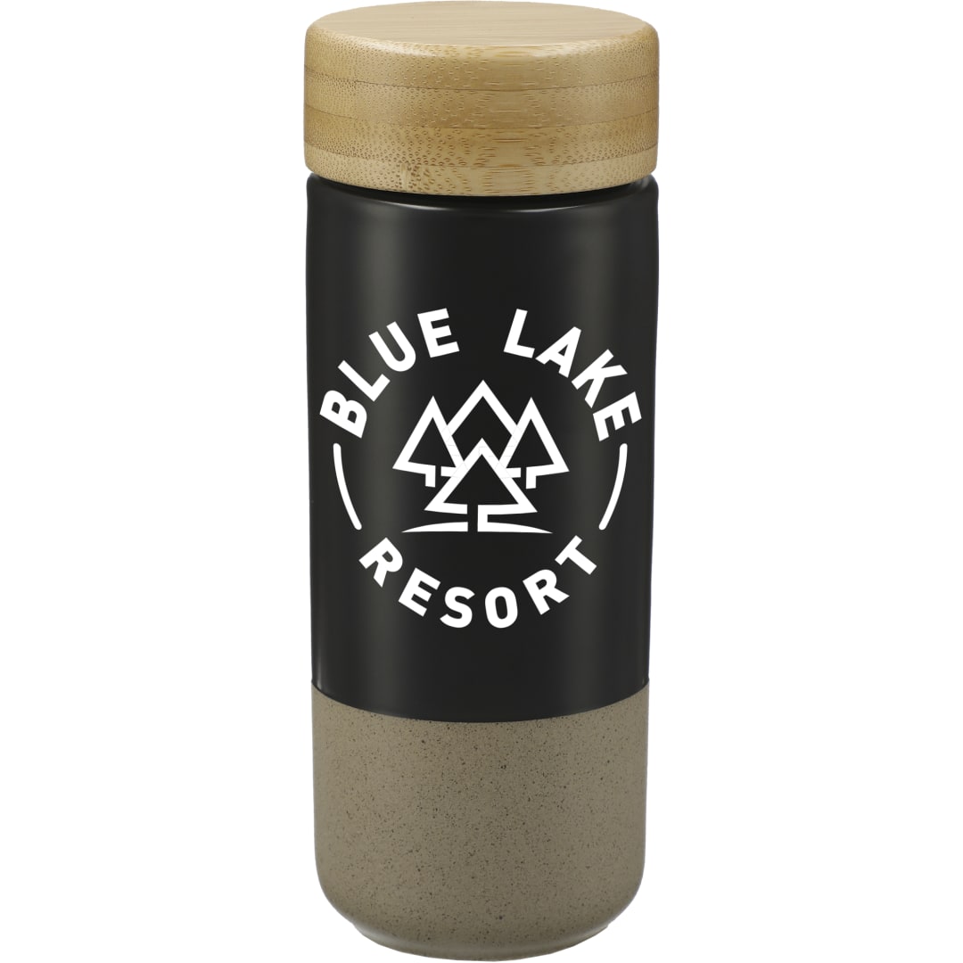 Arlo Ceramic Tumbler with Bamboo lid 11oz - 1628-91 Black