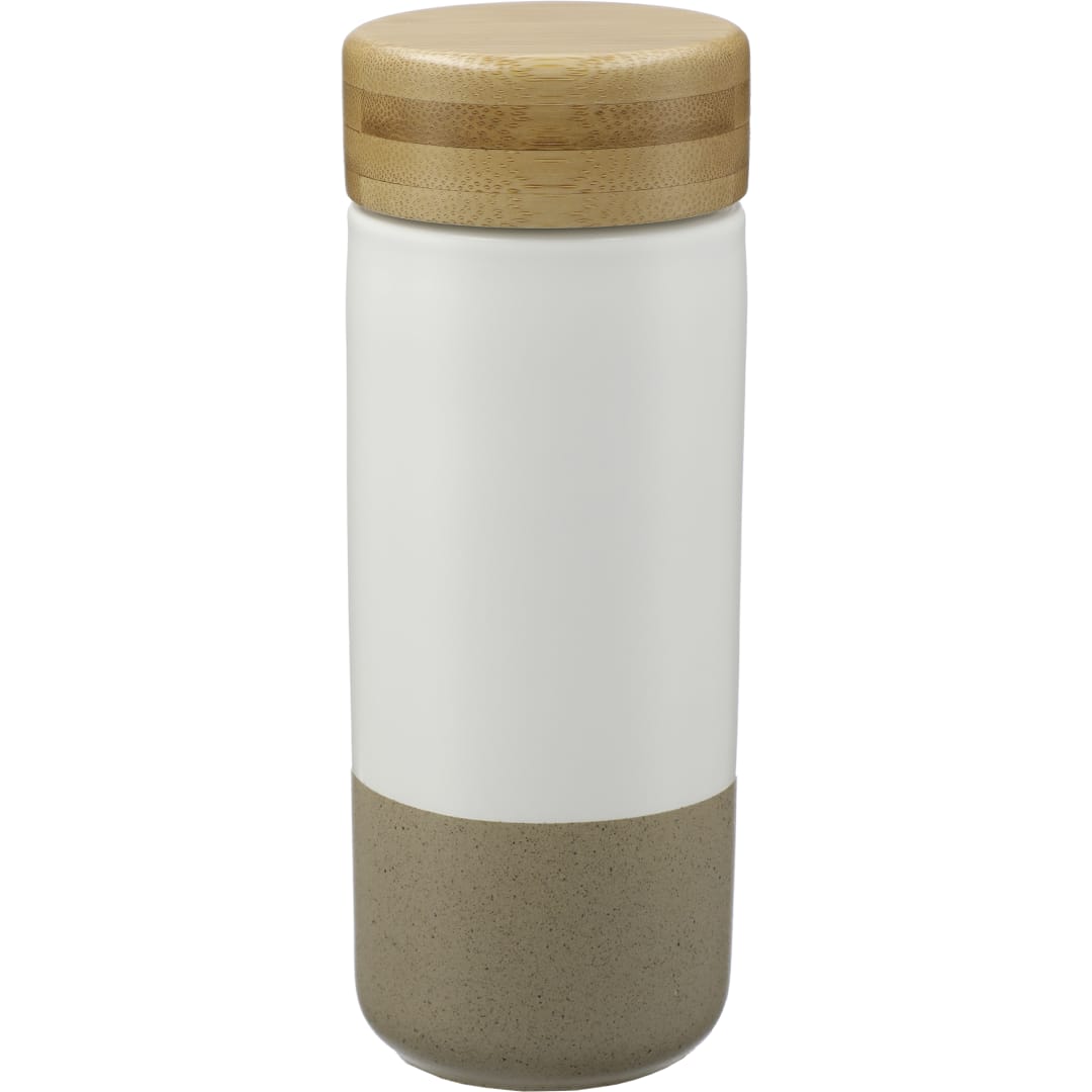 Arlo Ceramic Tumbler with Bamboo lid 11oz - 1628-91 White