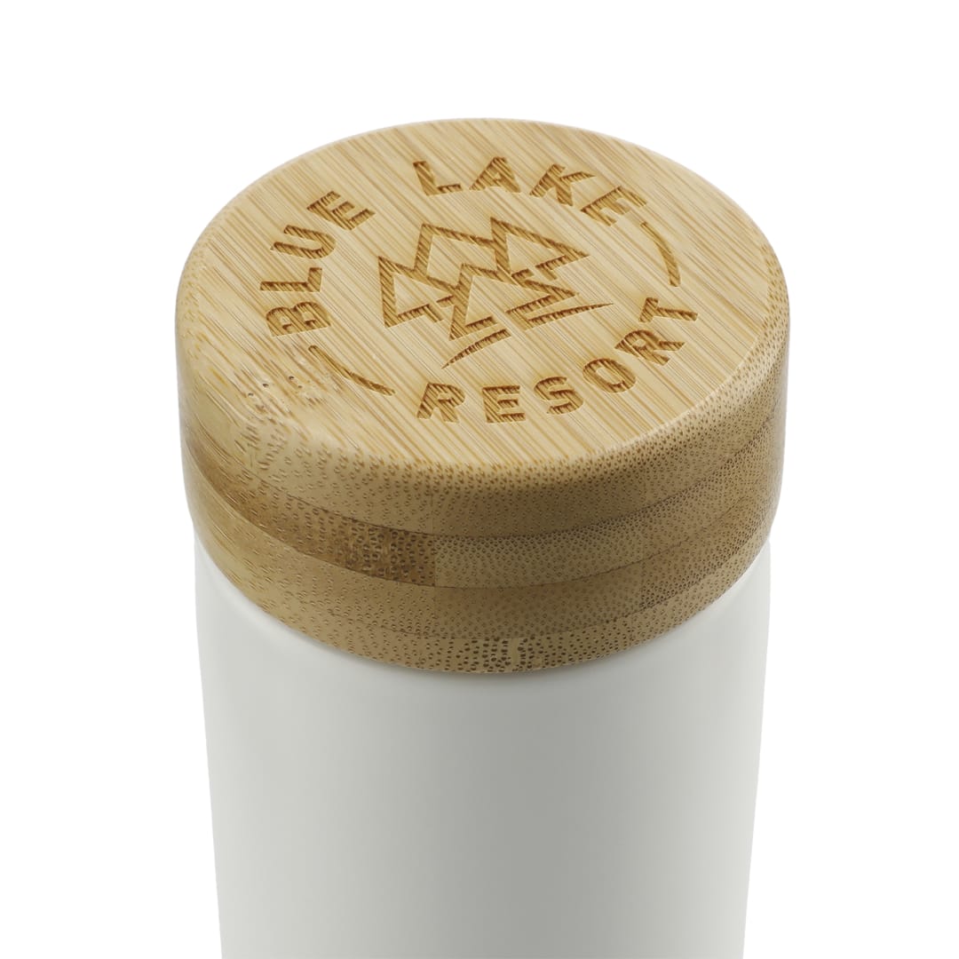 Arlo Ceramic Tumbler with Bamboo lid 11oz - 1628-91 White
