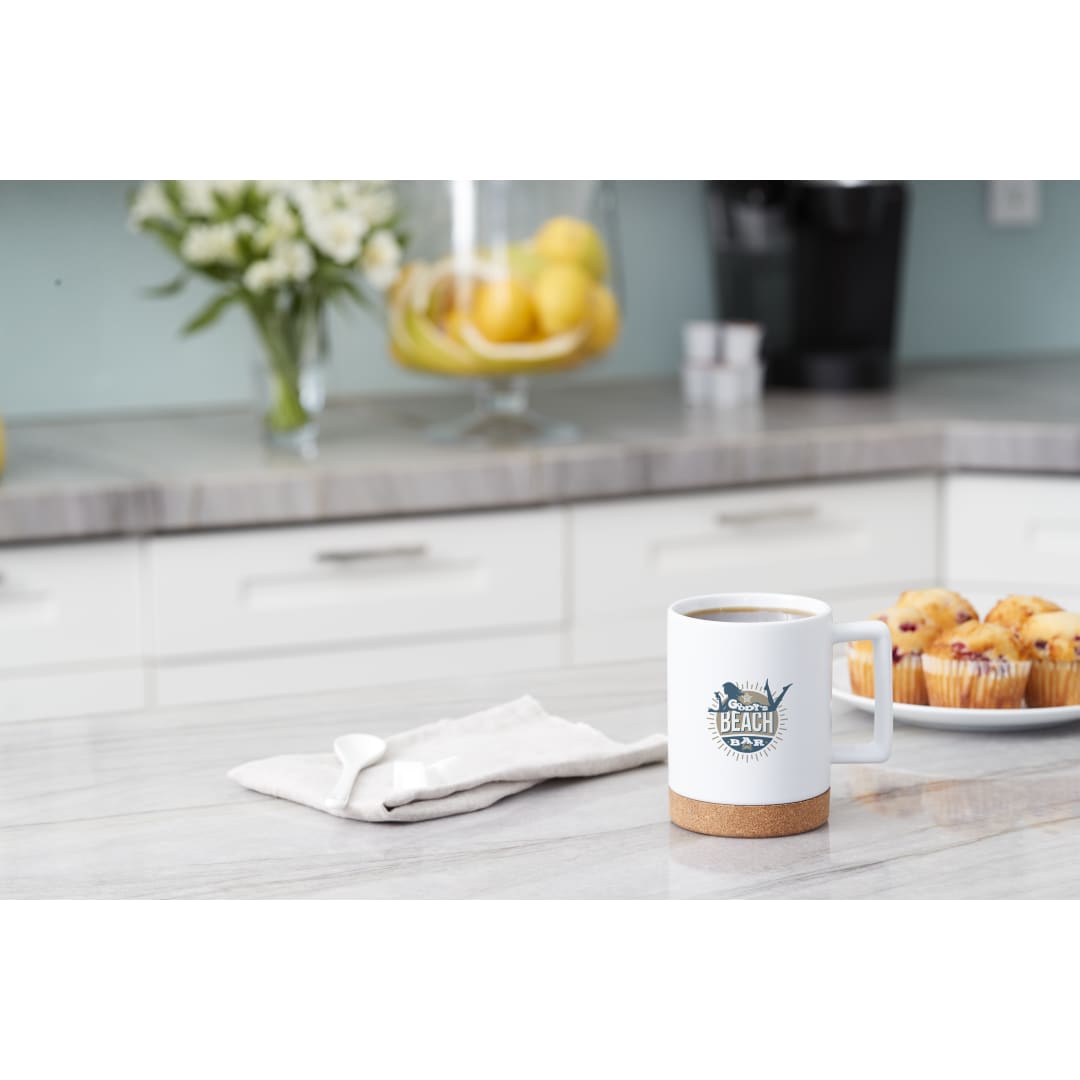 Bates 15oz Ceramic Mug w/ Cork Base - 1628-96 White