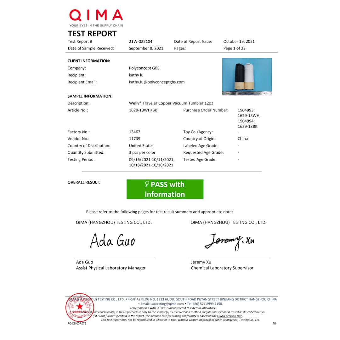 Welly Welly® Traveler Copper Vacuum Tumbler 12oz - 1629-13 Black