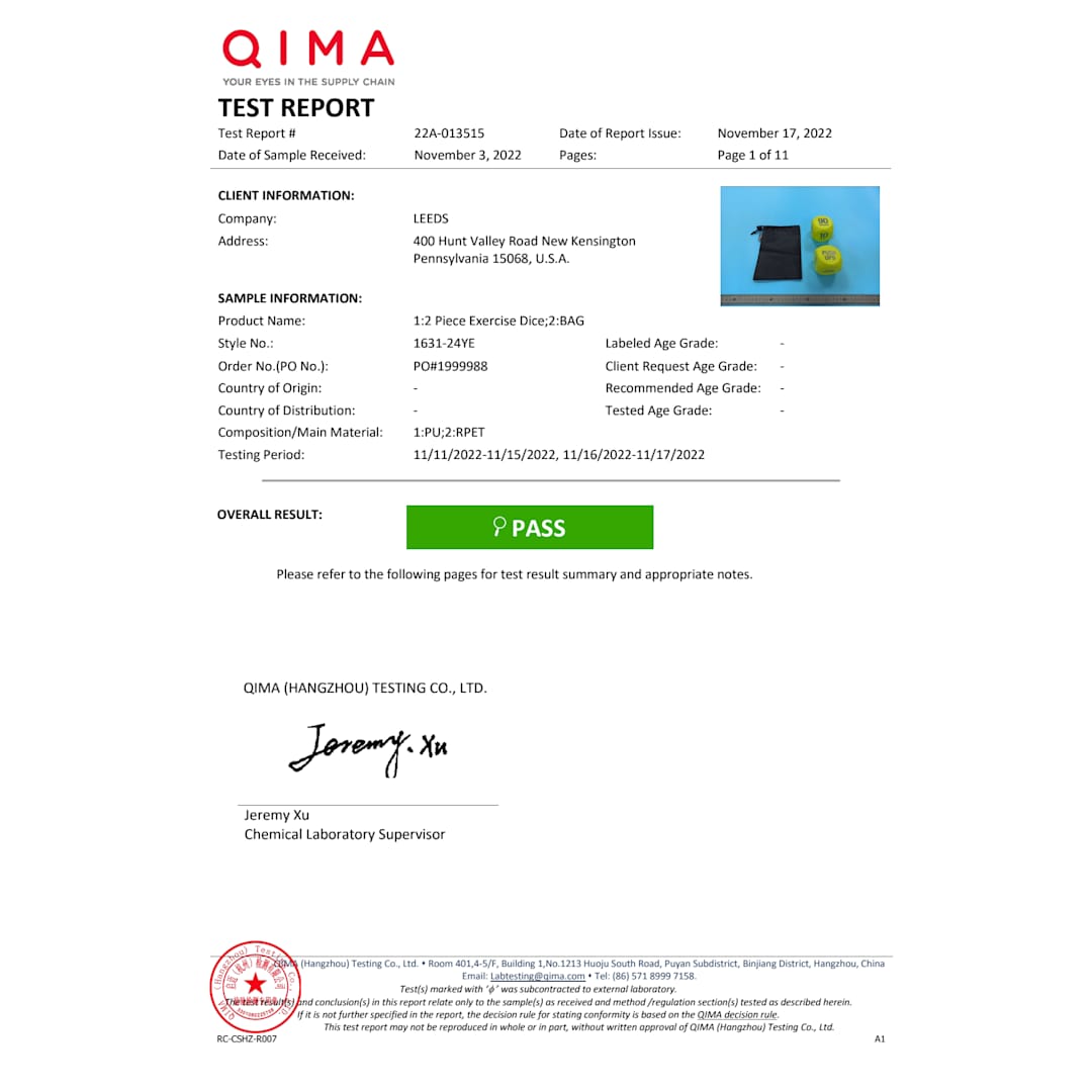 2 Piece Exercise Dice - 1631-24 Yellow