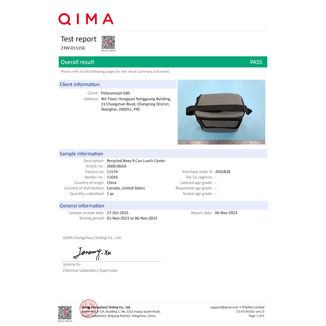 Recycled Boxy 9 Can Lunch Cooler - 2600-06 Gray