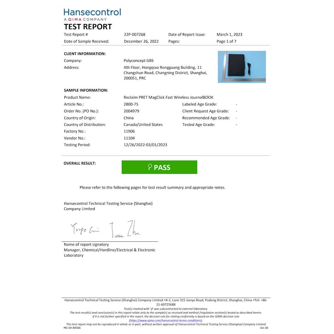 Reclaim RPET MagClick Fast Wireless Journal - 2800-75 Black