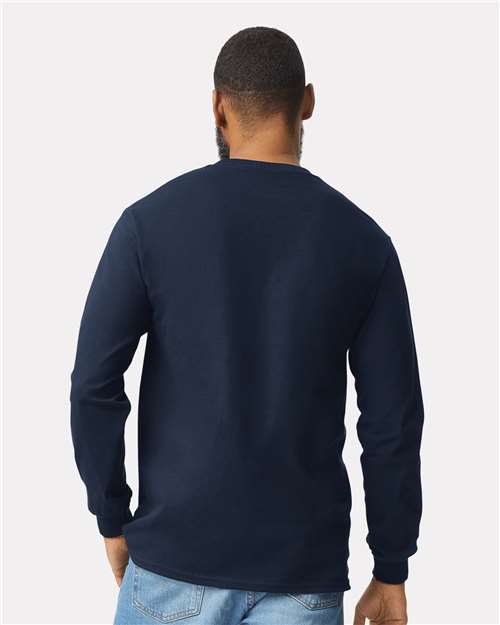 Gildan Unisex Ultra Cotton® Long Sleeve Pocket T-Shirt - 2410 Navy