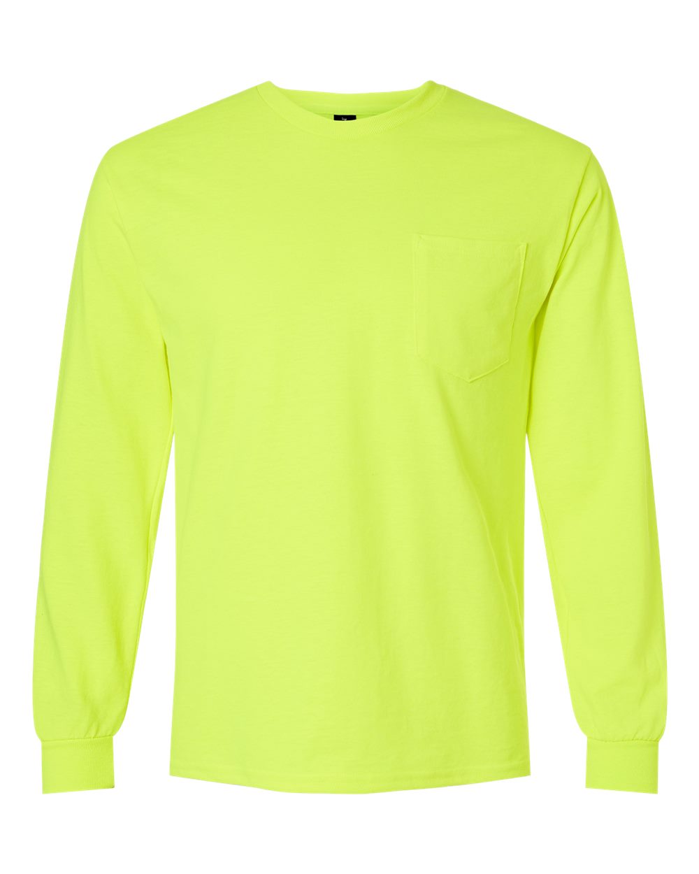 Gildan Unisex Ultra Cotton® Long Sleeve Pocket T-Shirt - 2410 Safety Green
