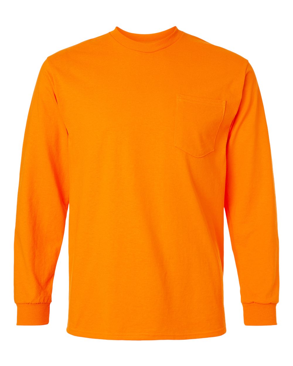 Gildan Unisex Ultra Cotton® Long Sleeve Pocket T-Shirt - 2410 Safety Orange