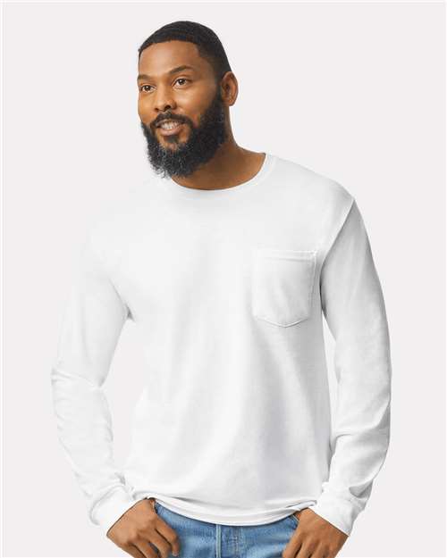 Gildan Unisex Ultra Cotton® Long Sleeve Pocket T-Shirt - 2410 White