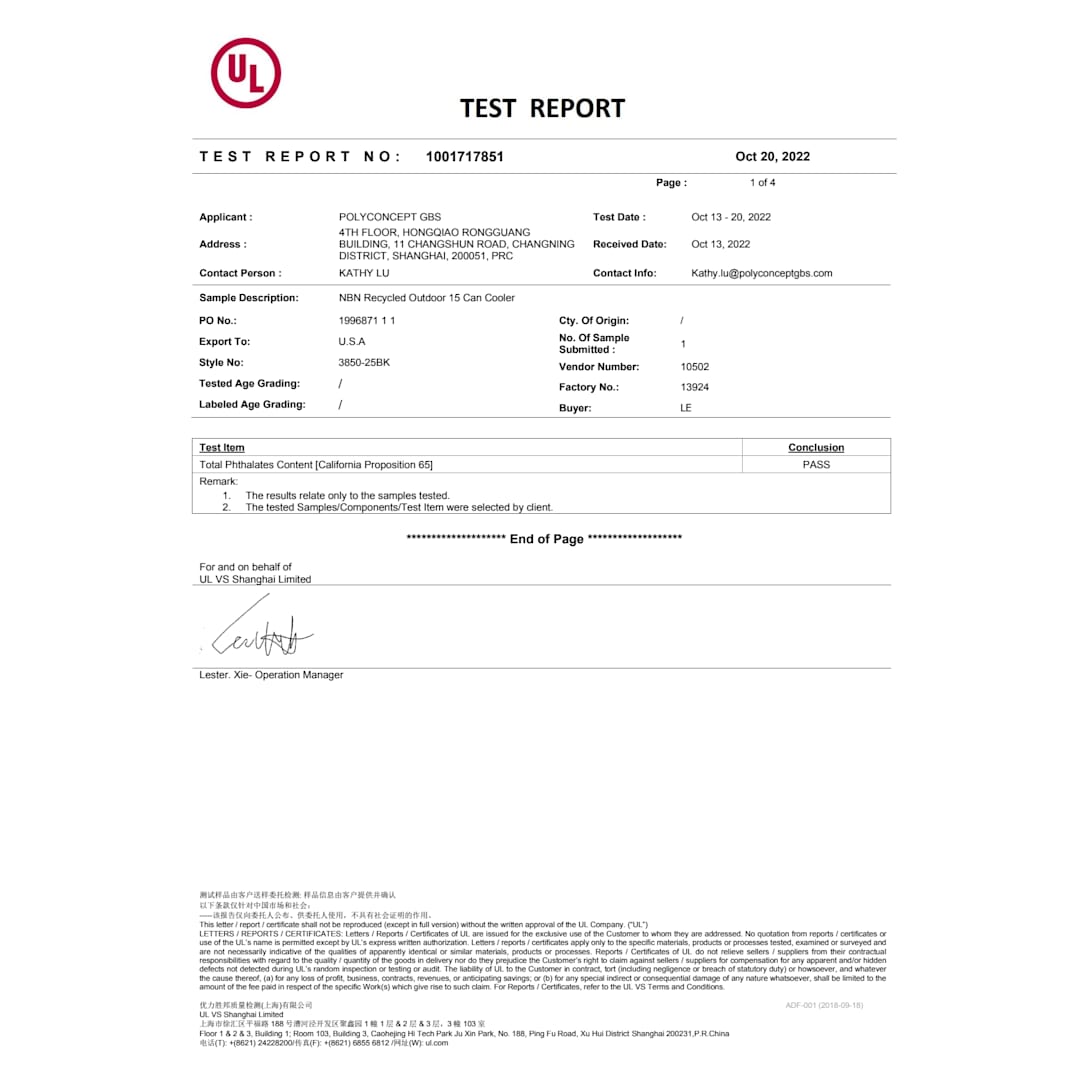 NBN Recycled Outdoor 15 Can Cooler - 3850-25 Black