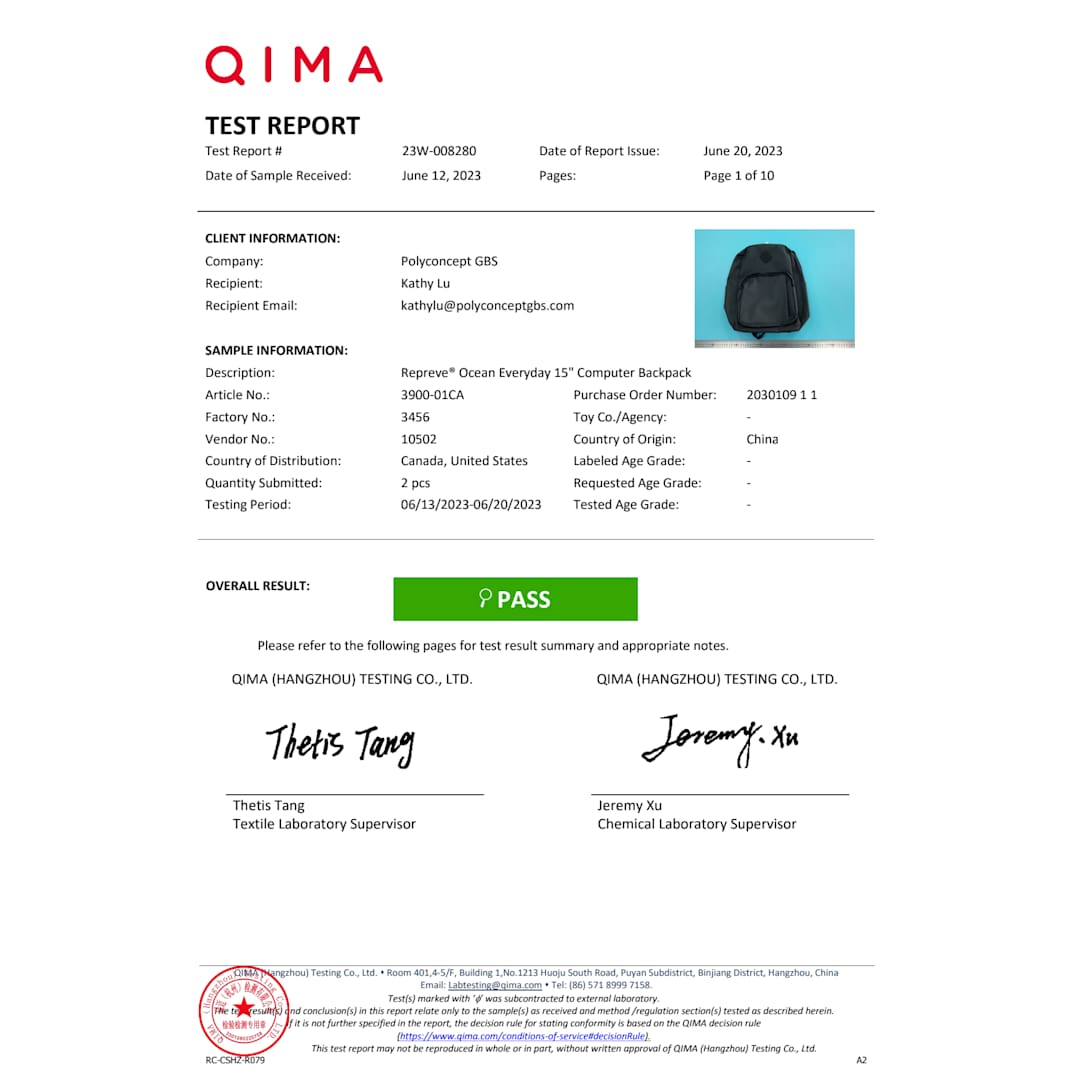 Repreve&#174; Ocean Everyday 15&quot; Computer Backpack - 3900-01 Gray