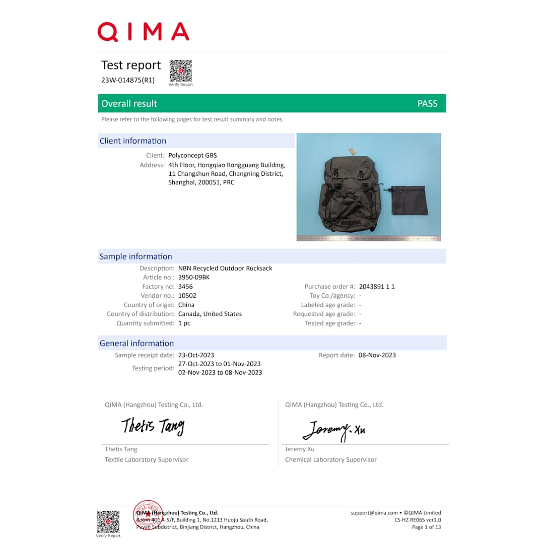 NBN Recycled Outdoor Rucksack - 3950-09 Black