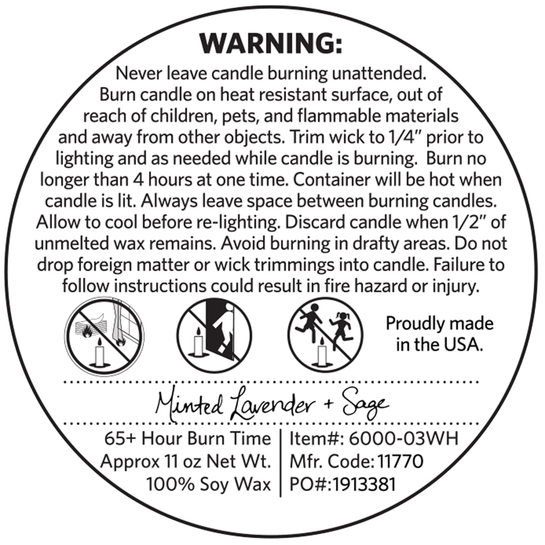 Seventh Avenue Apothecary Minted Lavender and Sage 11 oz Glass Jar Candle - 6000-02