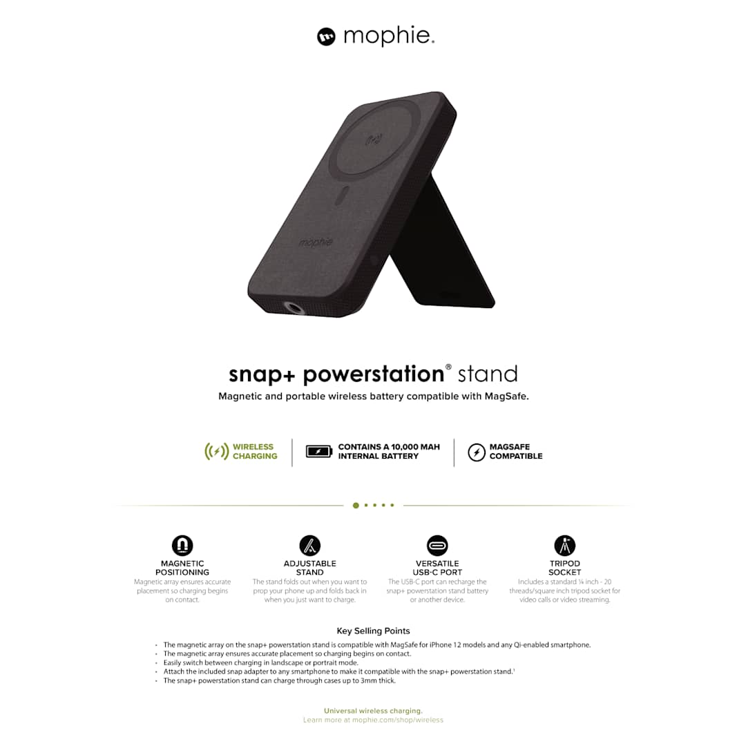 mophie mophie® Snap + 10000 mAh Powerstation Stand - 7124-24 Black