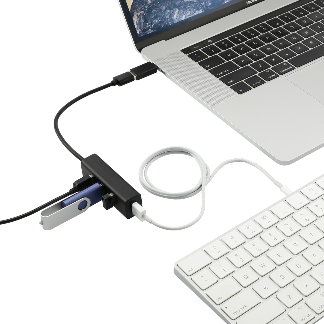  Aluminum 4-Port USB 3.0 Hub with Type C Adapter - 7143-36