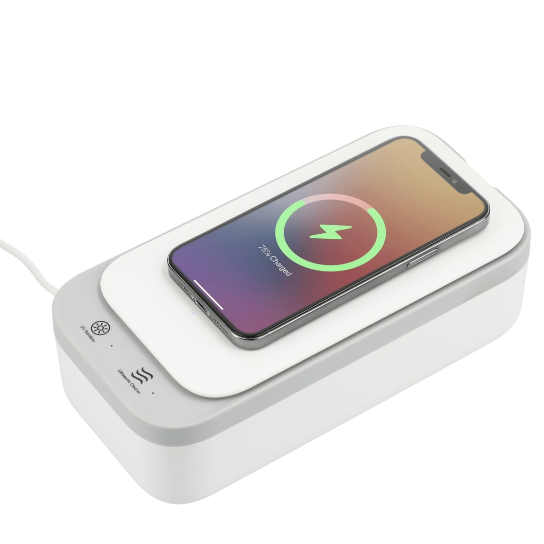 Ultrasonic Cleaner Wireless Charging UV Sanitizer - 7143-43 White