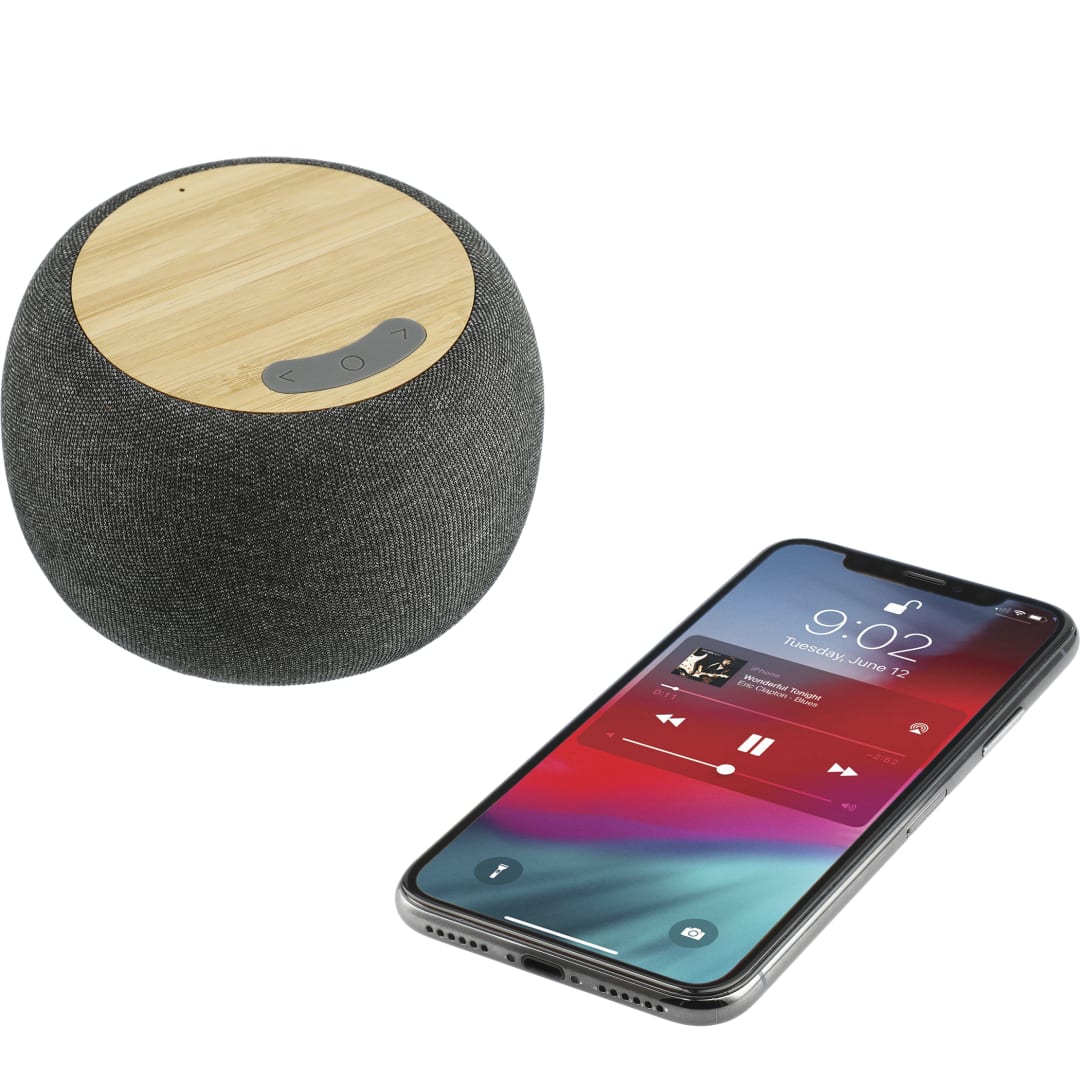 Garm Fabric & Bamboo Speaker with Wireless Chargin - 7197-65 Gray