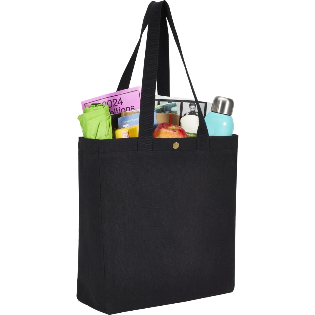 Repose 10oz Recycled Cotton Box Tote w/Snap - 7901-02 Black