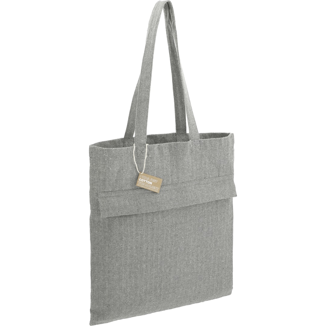Recycled Cotton Herringbone Tote w/Zip Pocket - 7901-10 Gray