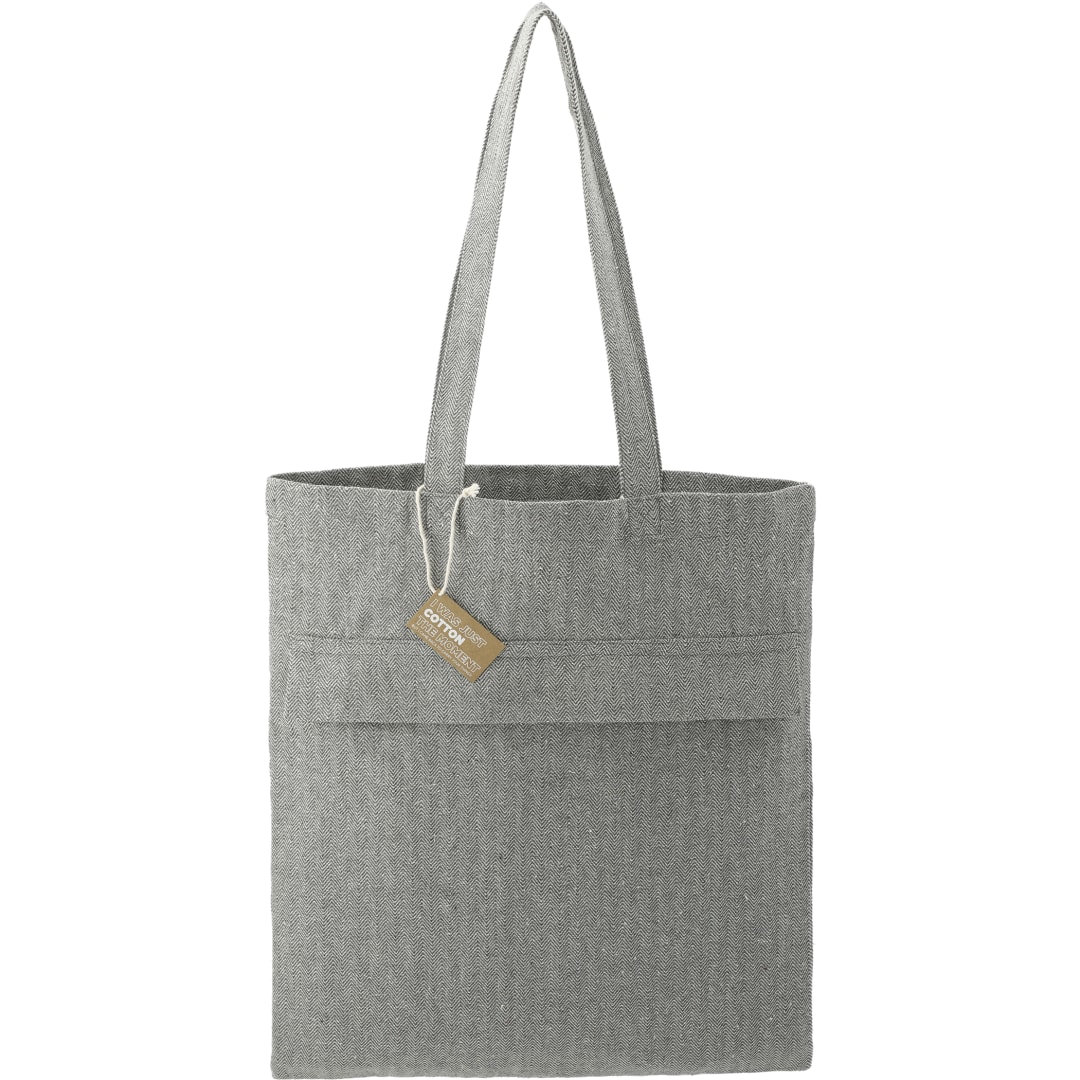 Recycled Cotton Herringbone Tote w/Zip Pocket - 7901-10 Gray
