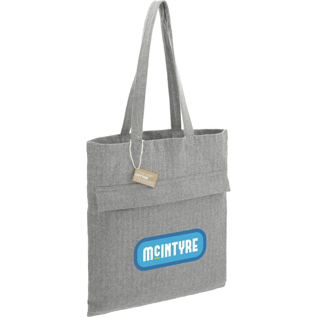 Recycled Cotton Herringbone Tote w/Zip Pocket - 7901-10 Gray