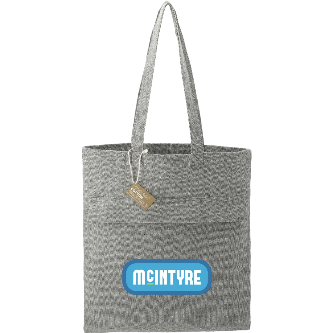 Recycled Cotton Herringbone Tote w/Zip Pocket - 7901-10 Gray
