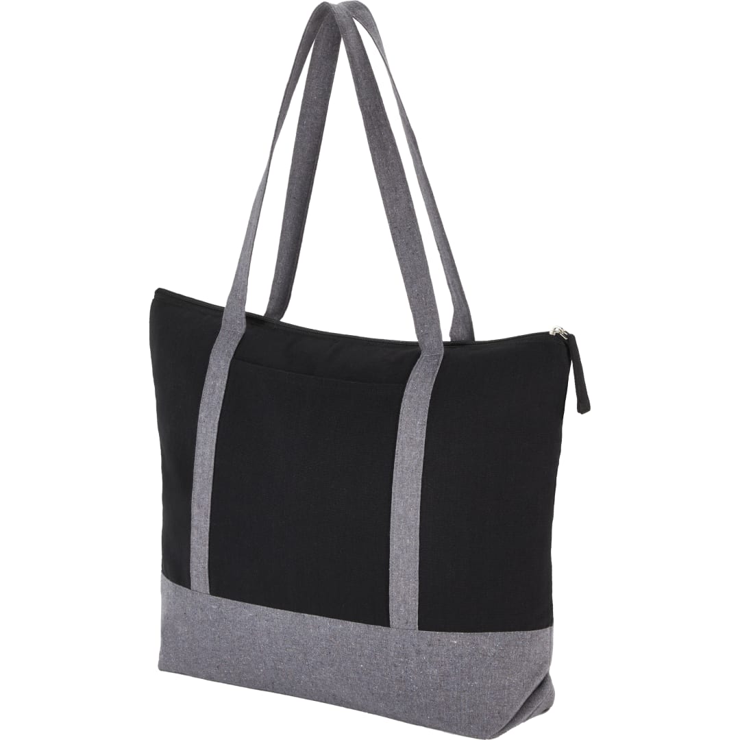 Repose 10oz Recycled Cotton Zippered Tote - 7901-11 Black