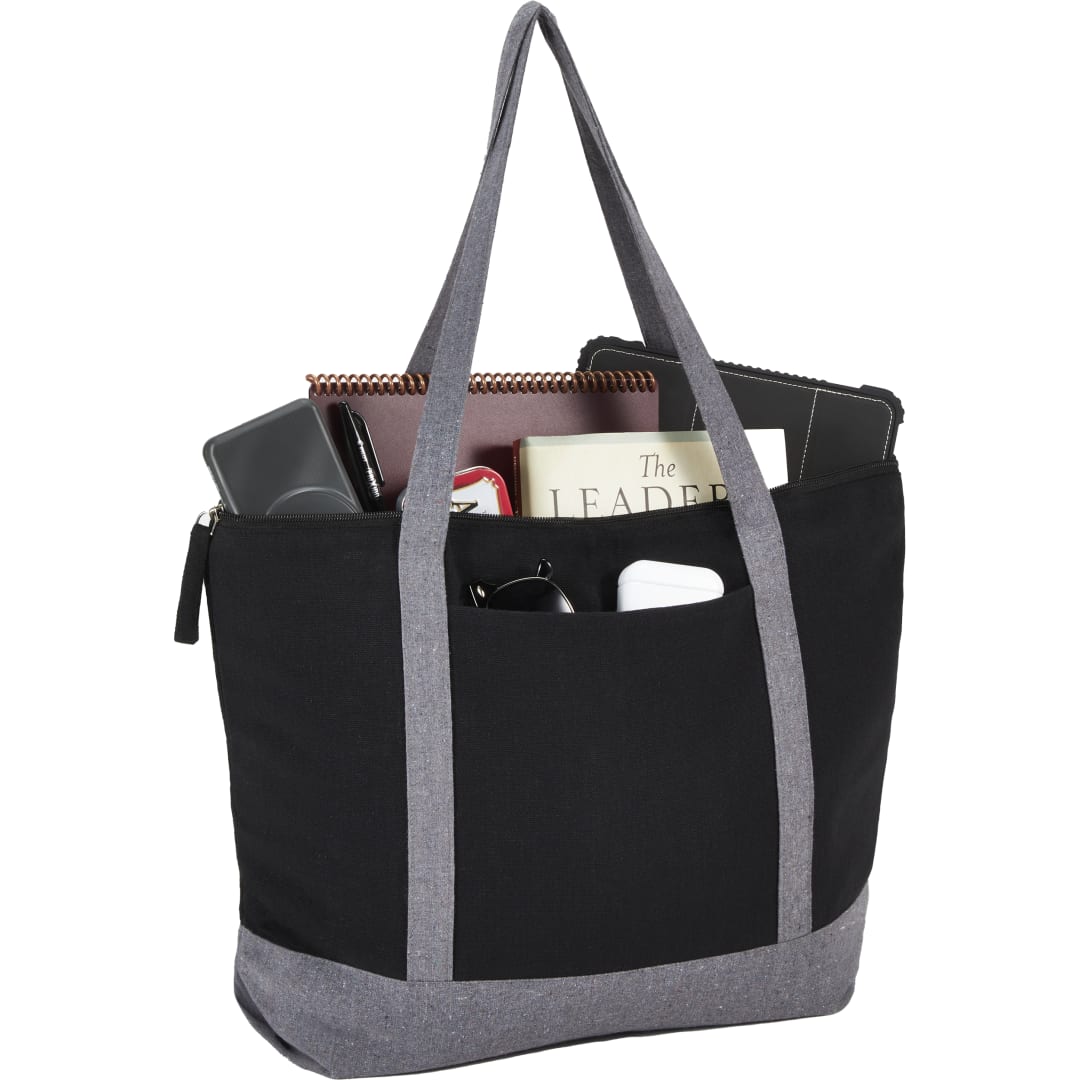 Repose 10oz Recycled Cotton Zippered Tote - 7901-11 Black