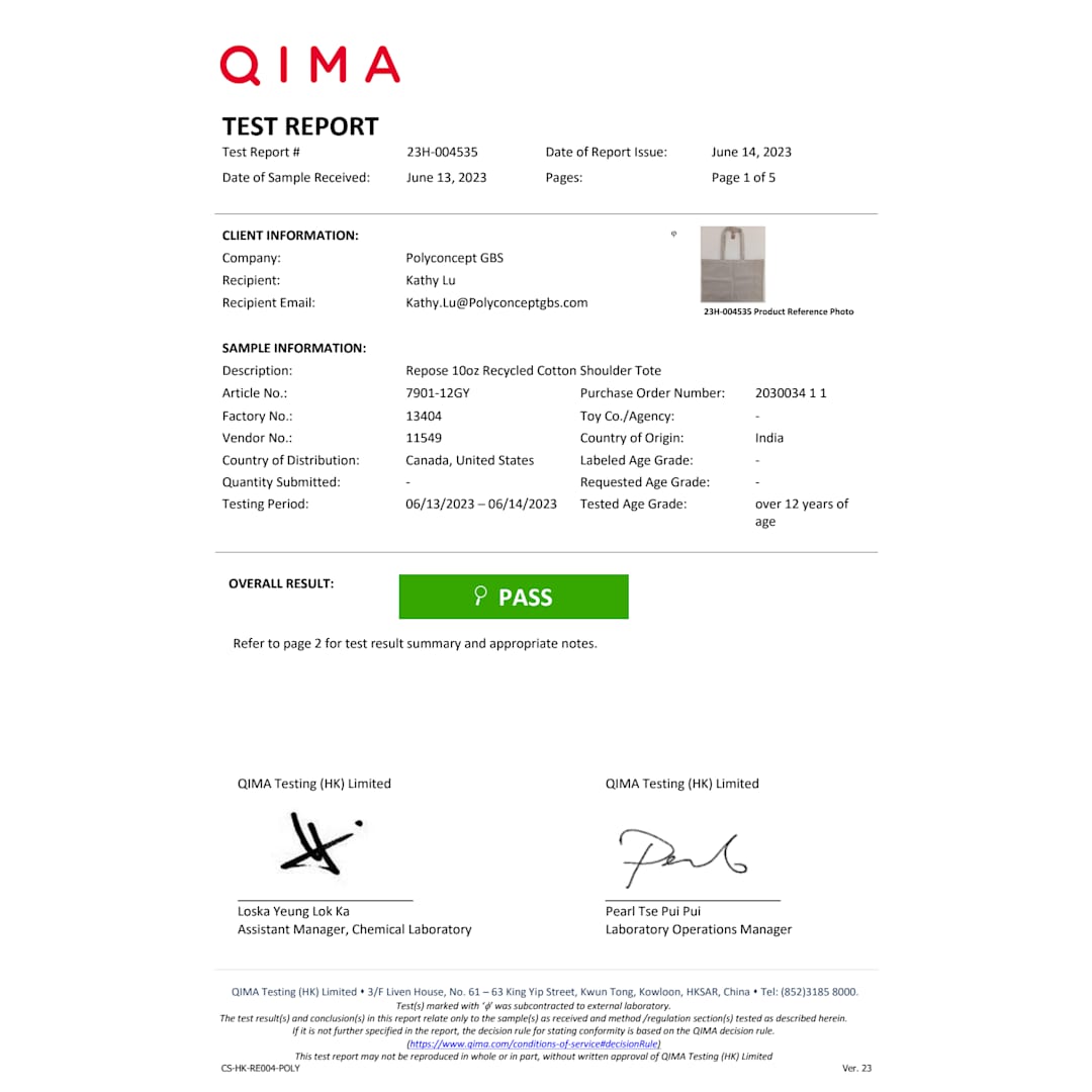 Repose 10oz Recycled Cotton Shoulder Tote - 7901-12 Black