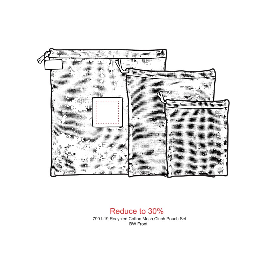 Recycled Cotton Mesh Cinch Pouch Set - 7901-19 Gray