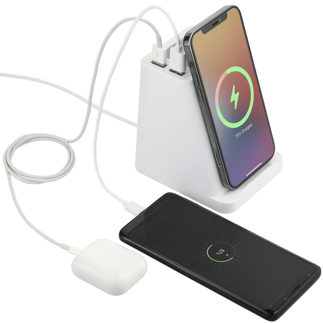 Bullet Wireless Charger Pen Holder/Dual Outputs - SM-2829 White