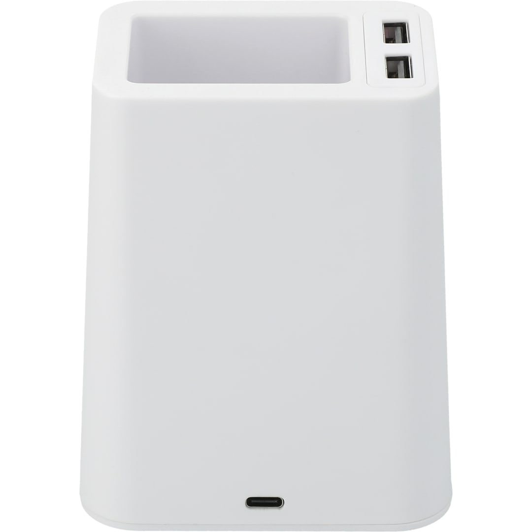 Bullet Wireless Charger Pen Holder/Dual Outputs - SM-2829 White