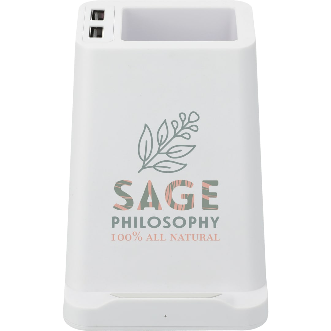 Bullet Wireless Charger Pen Holder/Dual Outputs - SM-2829 White