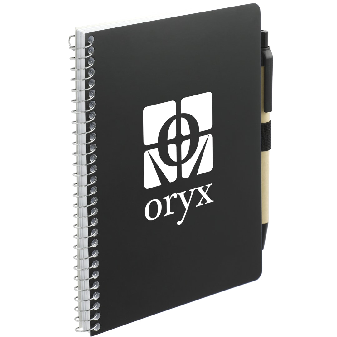 Bullet 5” x 7” FSC® Mix Spiral Notebook with Pen - SM-4347 Black