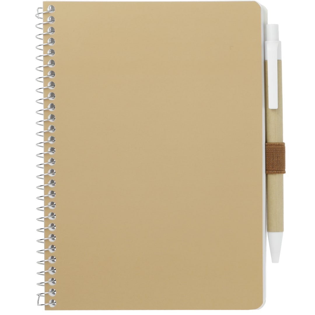 Bullet 5” x 7” FSC® Mix Spiral Notebook with Pen - SM-4347 Natural