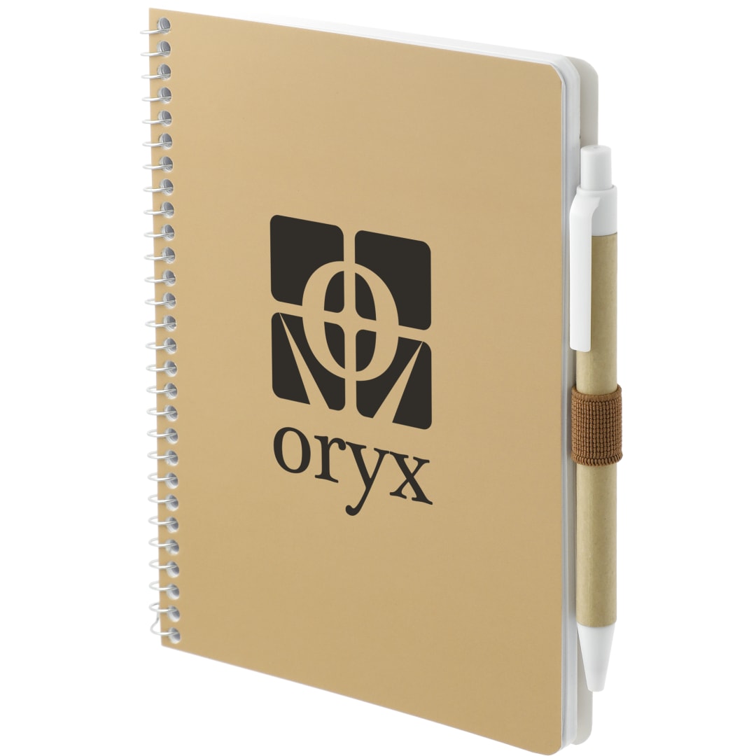 Bullet 5” x 7” FSC® Mix Spiral Notebook with Pen - SM-4347 Natural