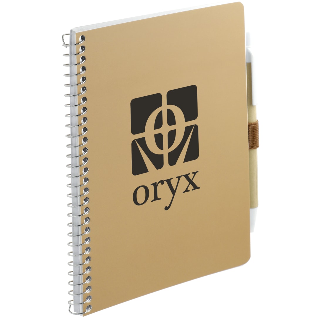 Bullet 5” x 7” FSC® Mix Spiral Notebook with Pen - SM-4347 Natural