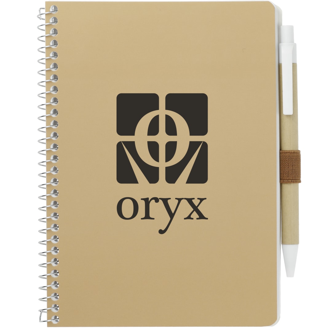 Bullet 5” x 7” FSC® Mix Spiral Notebook with Pen - SM-4347 Natural