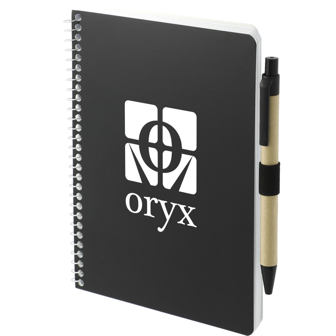 Bullet 5” x 7” FSC® Mix Spiral Notebook with Pen - SM-4347 Black