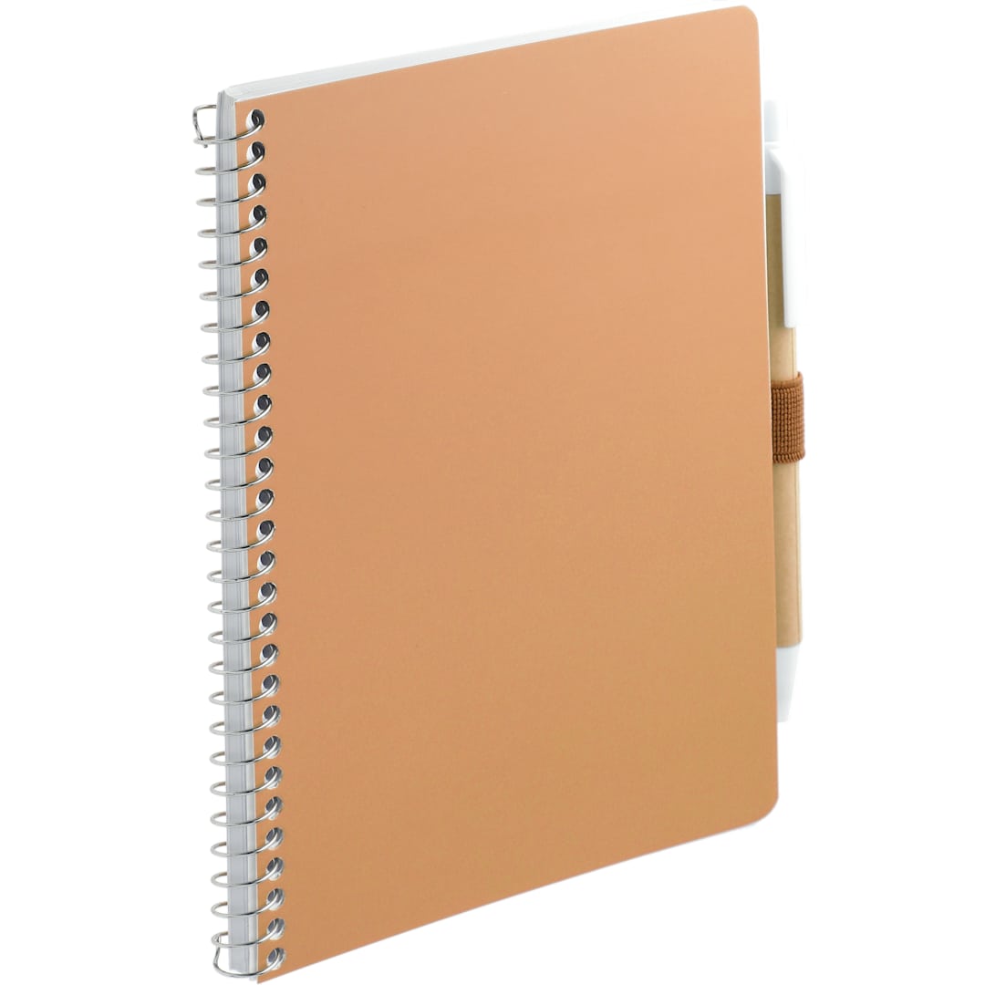 Bullet 5” x 7” FSC® Mix Spiral Notebook with Pen - SM-4347 Natural