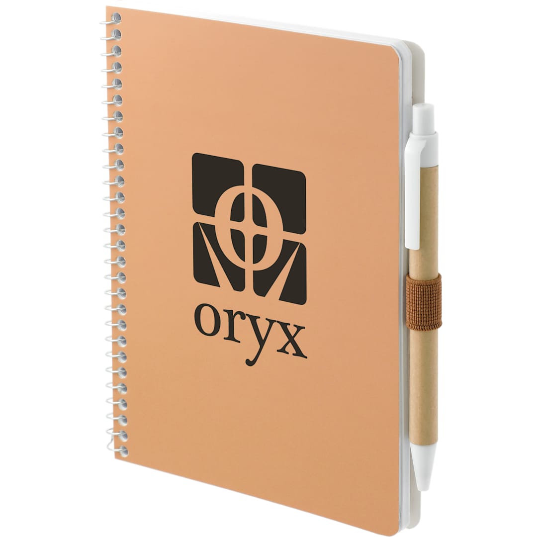 Bullet 5” x 7” FSC® Mix Spiral Notebook with Pen - SM-4347 Natural