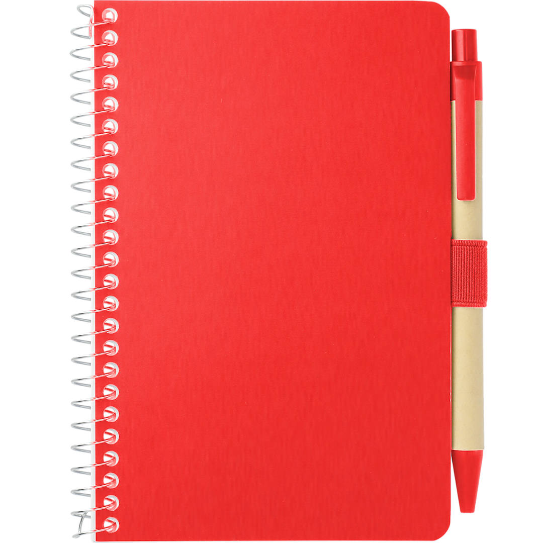 FSC&#174; Mix 4&quot; x 6&quot; Pocket Spiral Notebook with Pen - SM-4348 Red
