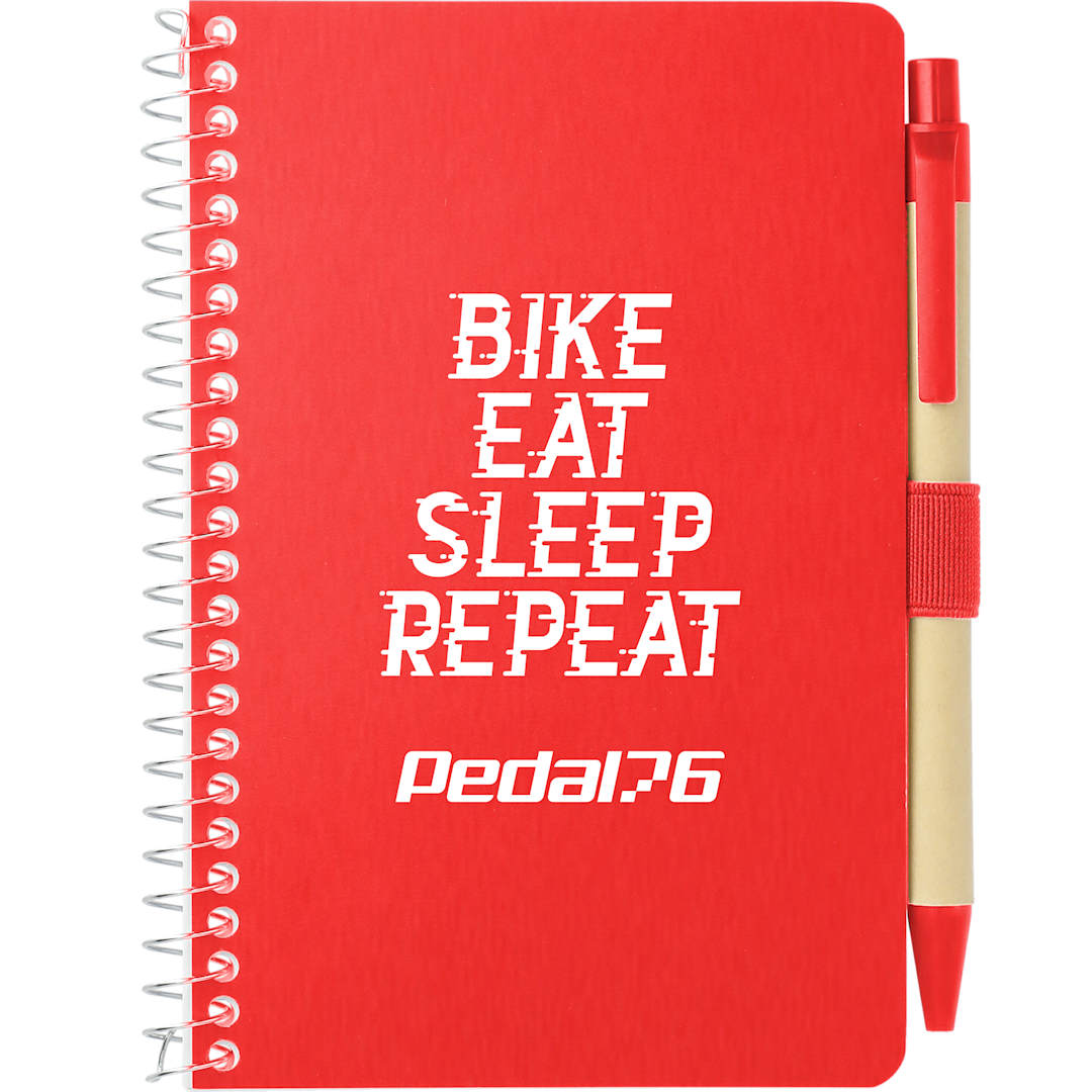 FSC&#174; Mix 4&quot; x 6&quot; Pocket Spiral Notebook with Pen - SM-4348 Red