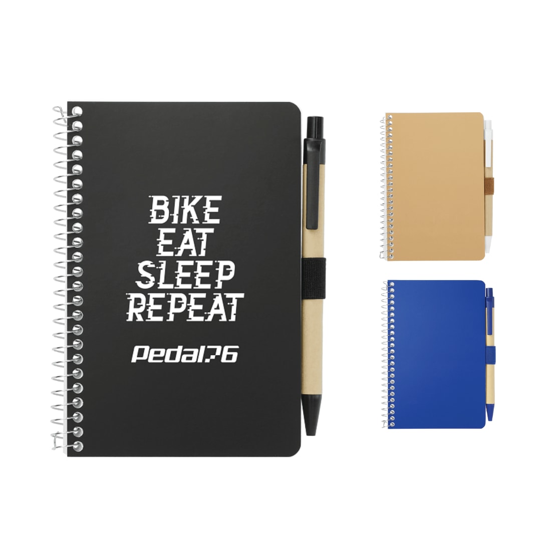 Bullet FSC® Mix 4" x 6" Pocket Spiral Notebook with Pen - SM-4348 Black