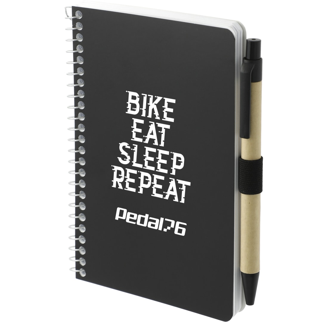 Bullet FSC® Mix 4" x 6" Pocket Spiral Notebook with Pen - SM-4348 Black