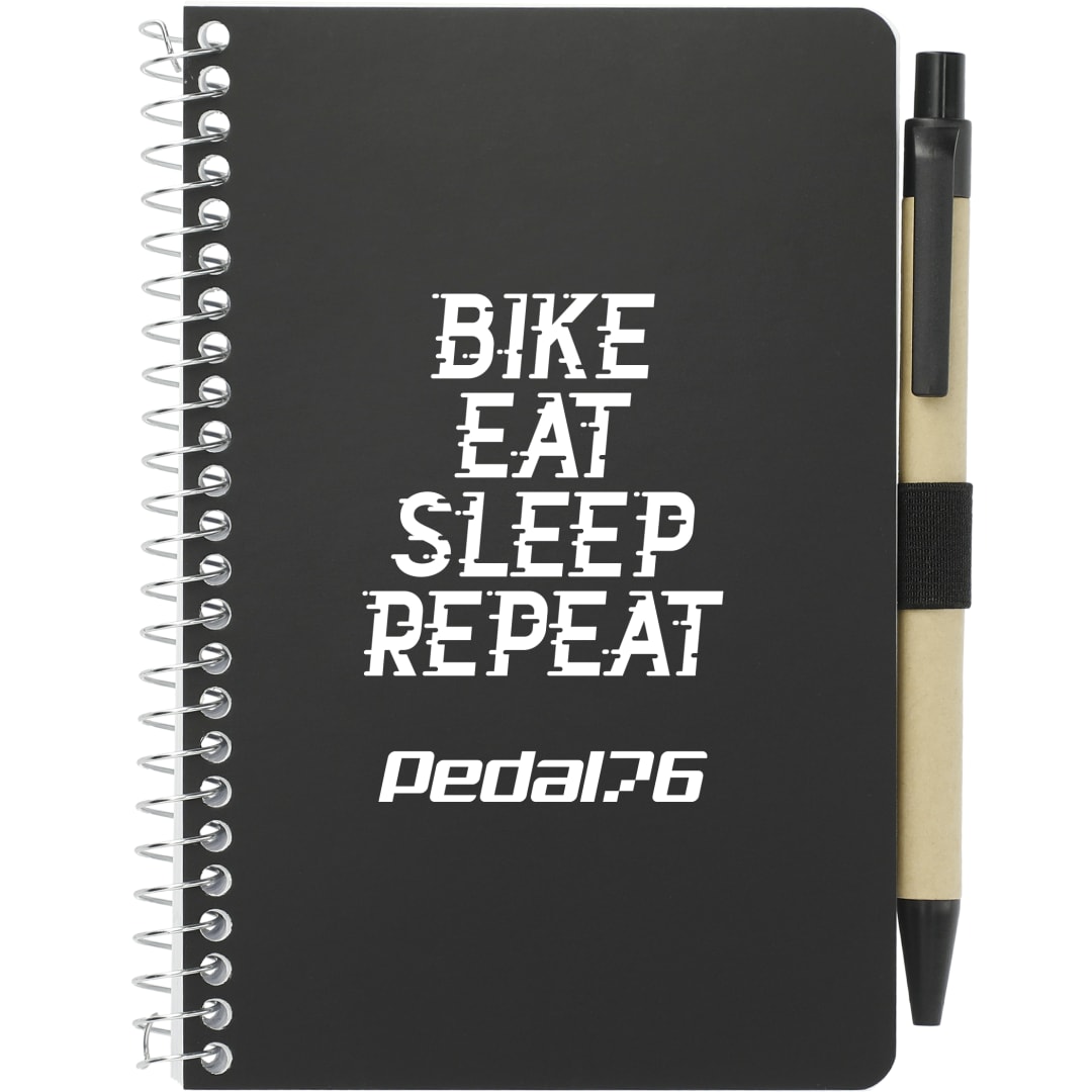 Bullet FSC® Mix 4" x 6" Pocket Spiral Notebook with Pen - SM-4348 Black